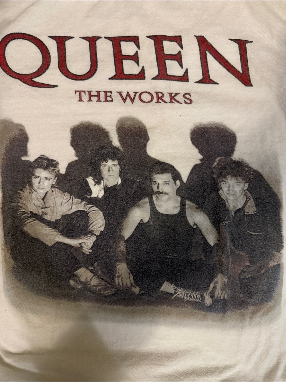 Queen 'The Works' Short Sleeve Graphic Tee - White with Red and Black Print